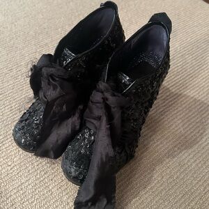 Elegant Black Sequin Women's Shoes irregular choice